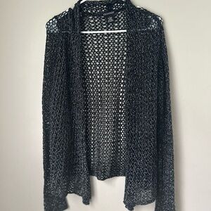 Whismigoth Grunge Women's Crochet Open Cardigan‎ Sweater Size L